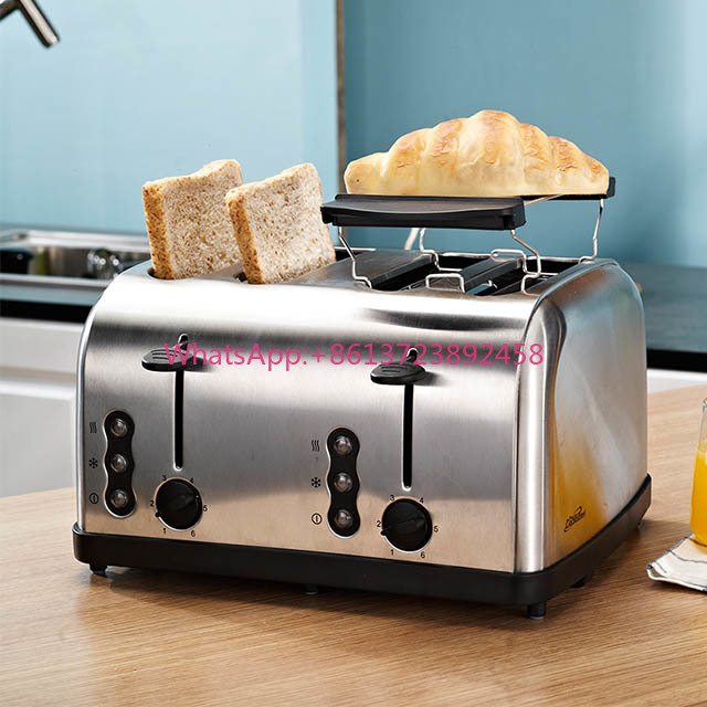 Toaster 4 Slice - 4枚焼き電気トースター＆グリル、家庭用大型プロ仕様ポップアップトースター