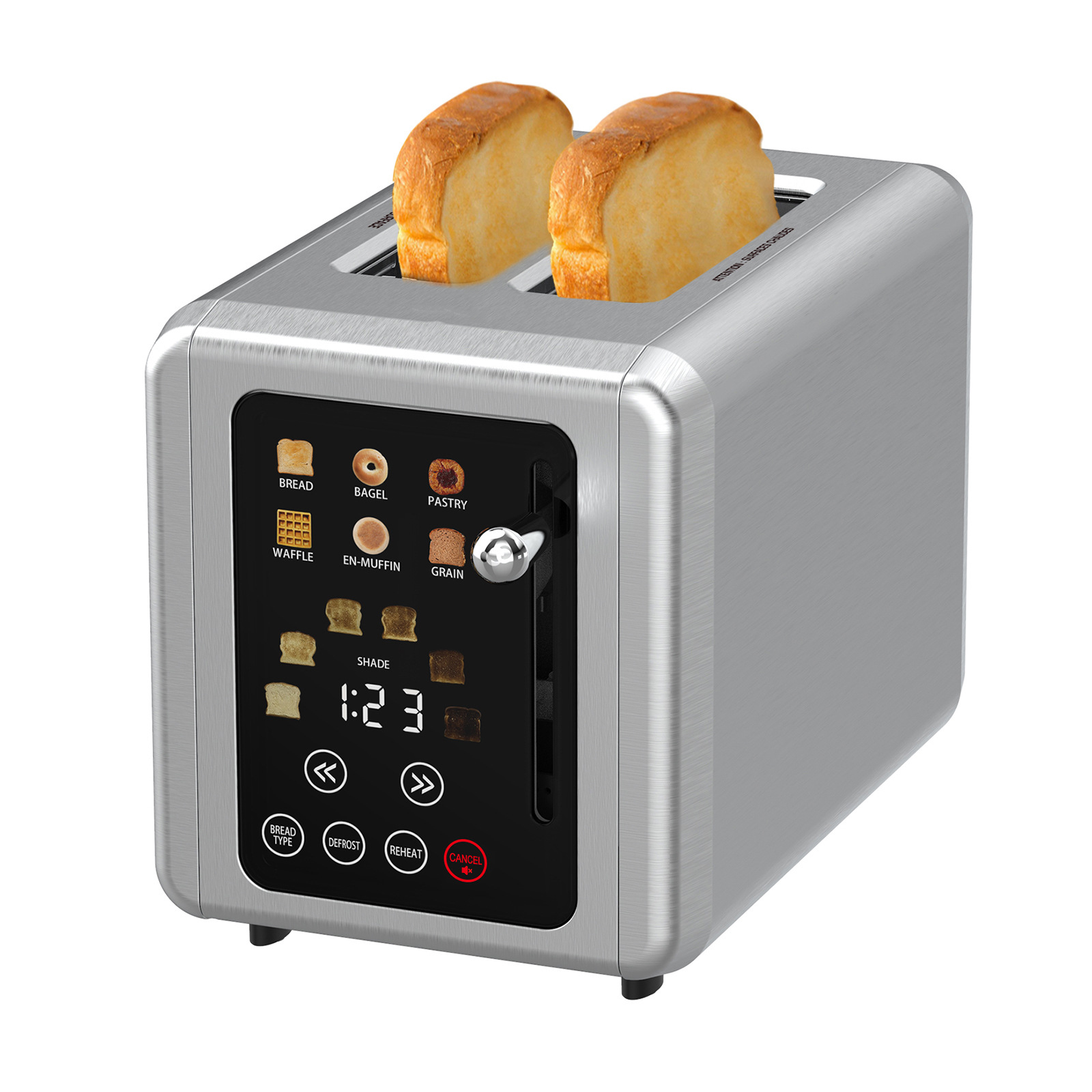 Toaster 4 Slice - ステンレス製トースター 2枚焼き 自動高速加熱 朝食メーカー