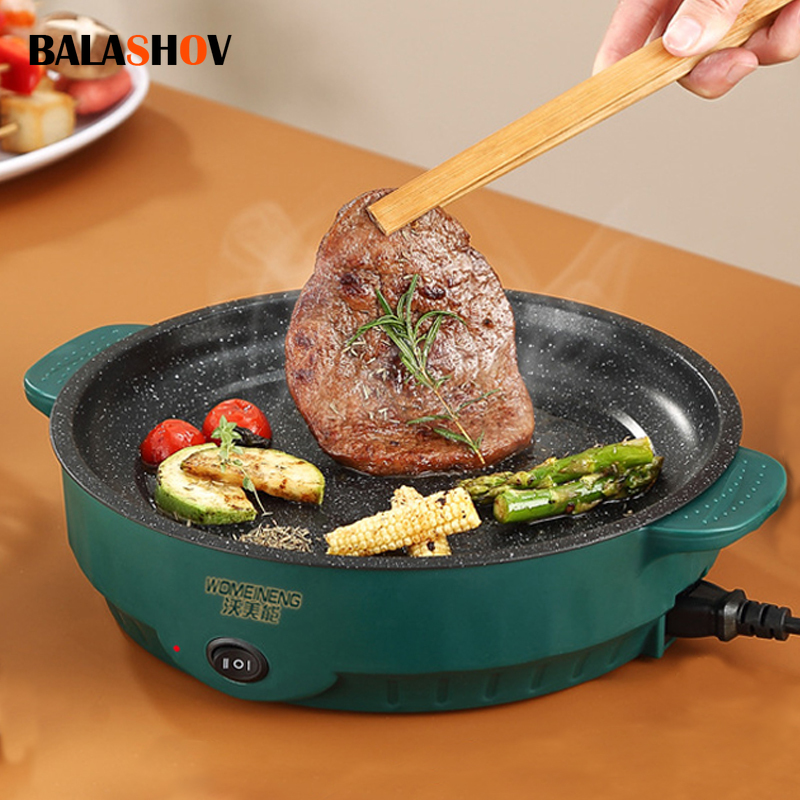 Slow Cooker Ceramic - 電気マルチクッカー電気フライパン 220V 家庭用バーベキュー揚げステーキ魚オムレツフライパンノンスティック調理機