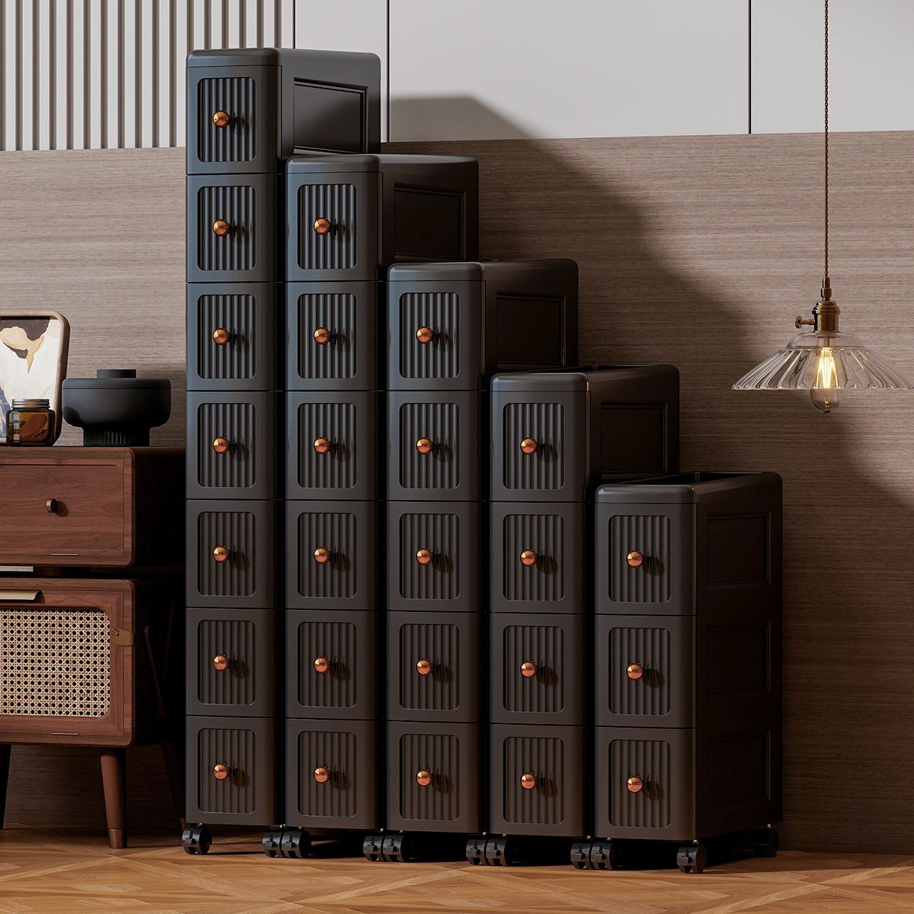 Kitchen Appliances Cabinet - 15CMの狭い隙間用引き出し収納キャビネット – キッチン、バスルーム、リビングルーム用の多層ローリングオーガナイザー、スリムな省スペースユニット