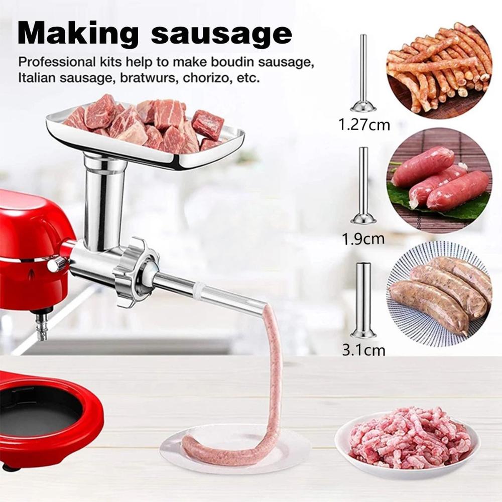 Kitchen Appliances Youtube - 手作り3個入り充填アタッチメントステンレス鋼製スタッフィングチューブソーセージスタッファーミートグラインダーファンネル