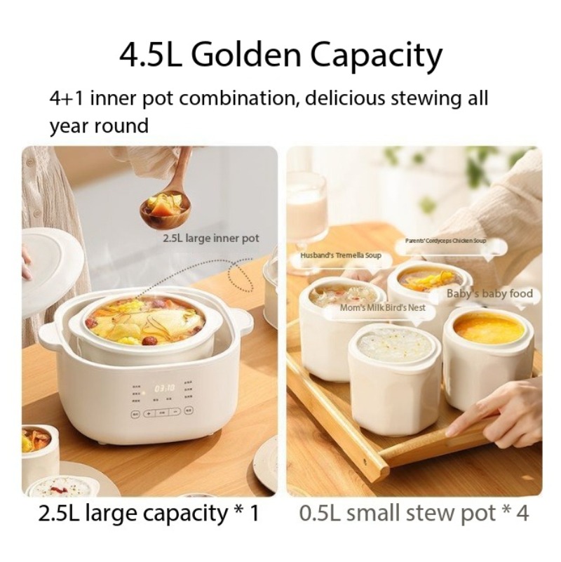 4.5L自動セラミック水分離シチューポット家庭用スロークッカ - Slow Cooker Ceramic のレビューと価格