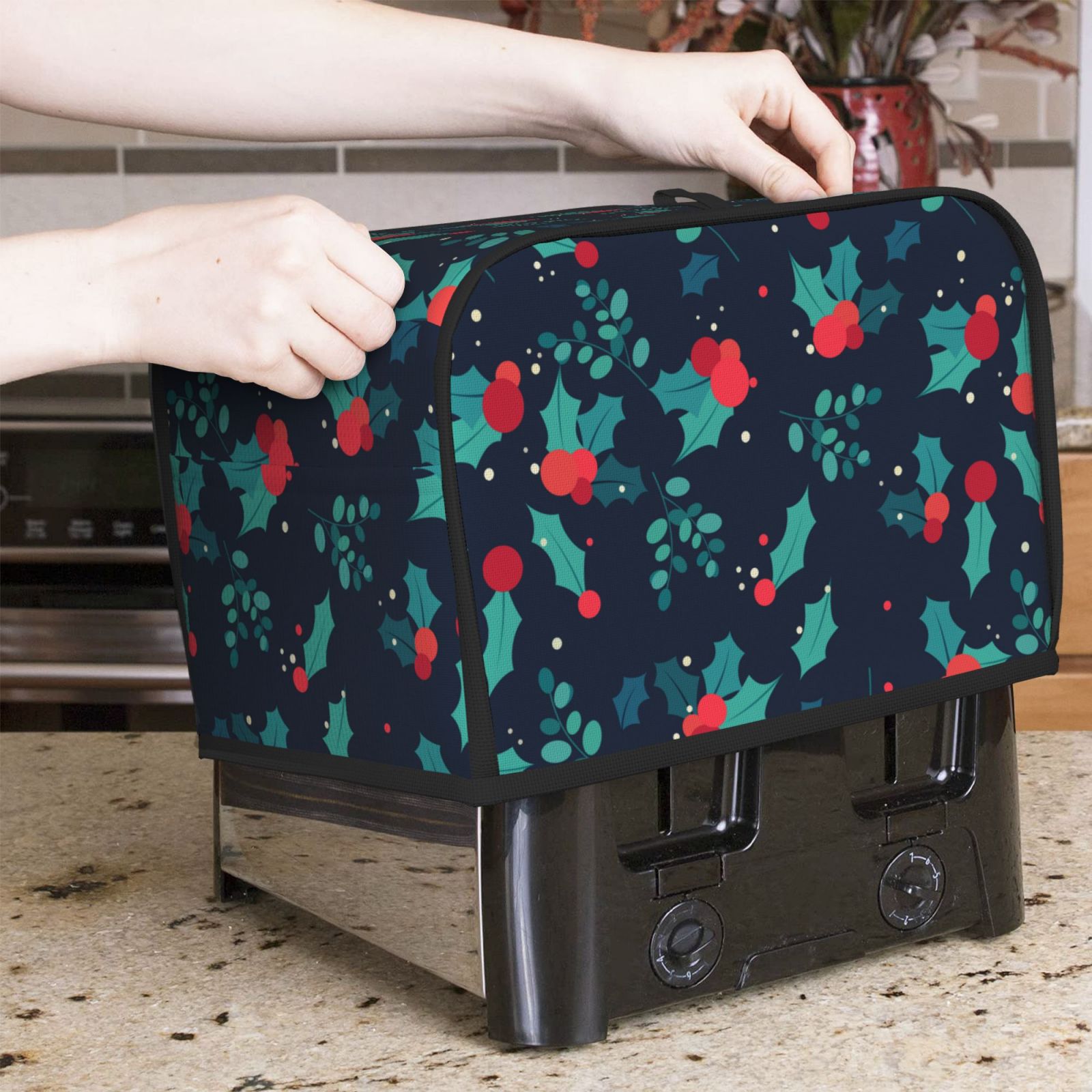 クリスマスフルーツプリントトースターカバー、2スライス、4ス - Toaster 4 Slice のレビューと価格