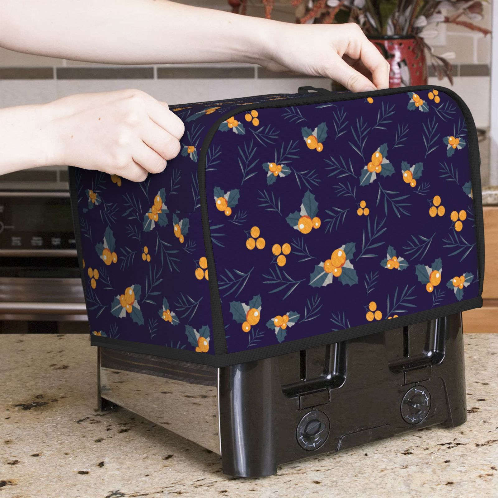 クリスマスフルーツプリントトースターカバー、2スライス、4ス - Toaster 4 Slice のレビューと価格