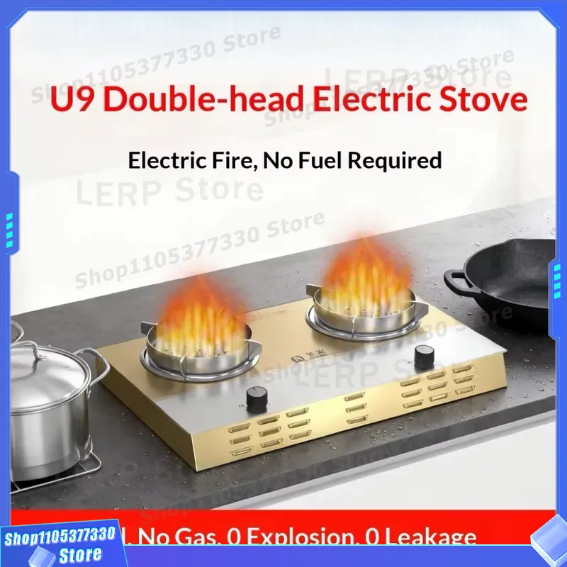 3000Wダブルバーナー電気コンロ プラズマ炎効果 デスクト - Kitchen Appliances Electric Stove のレビューと価格