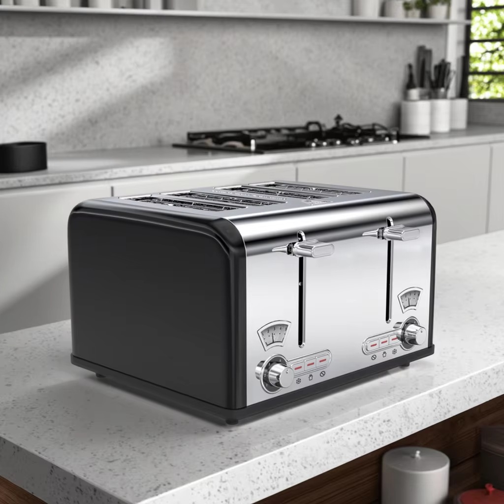 電気式4枚焼きエクストラワイドスロットステンレス製ブレッドト - Toaster 4 Slice のレビューと価格