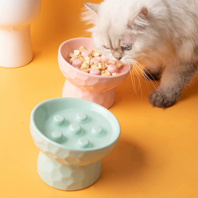 1pc 猫ボウルセラミック高足スローフードアンチノック傾斜口 - Slow Cooker Ceramic のレビューと価格