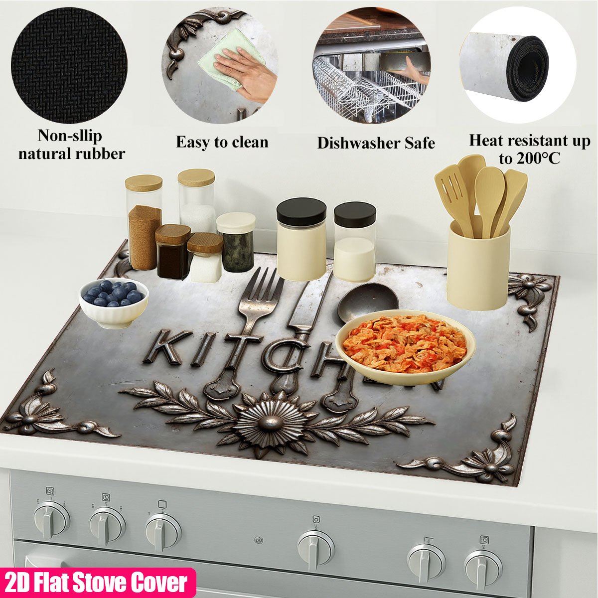 頑丈な金属製コンロカバー 耐熱性 滑り止めプロテクターマット - Kitchen Appliances Electric Stove のレビューと価格