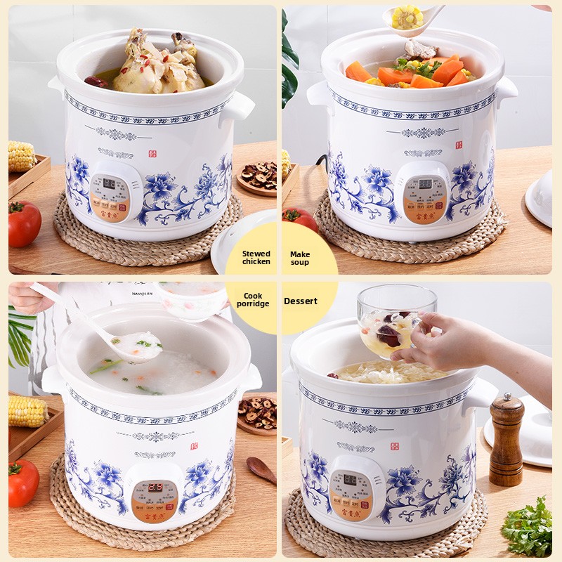 健康維持電気スロークッカー、スープポット、紫土鍋、お粥作り用 - Slow Cooker Ceramic のレビューと価格