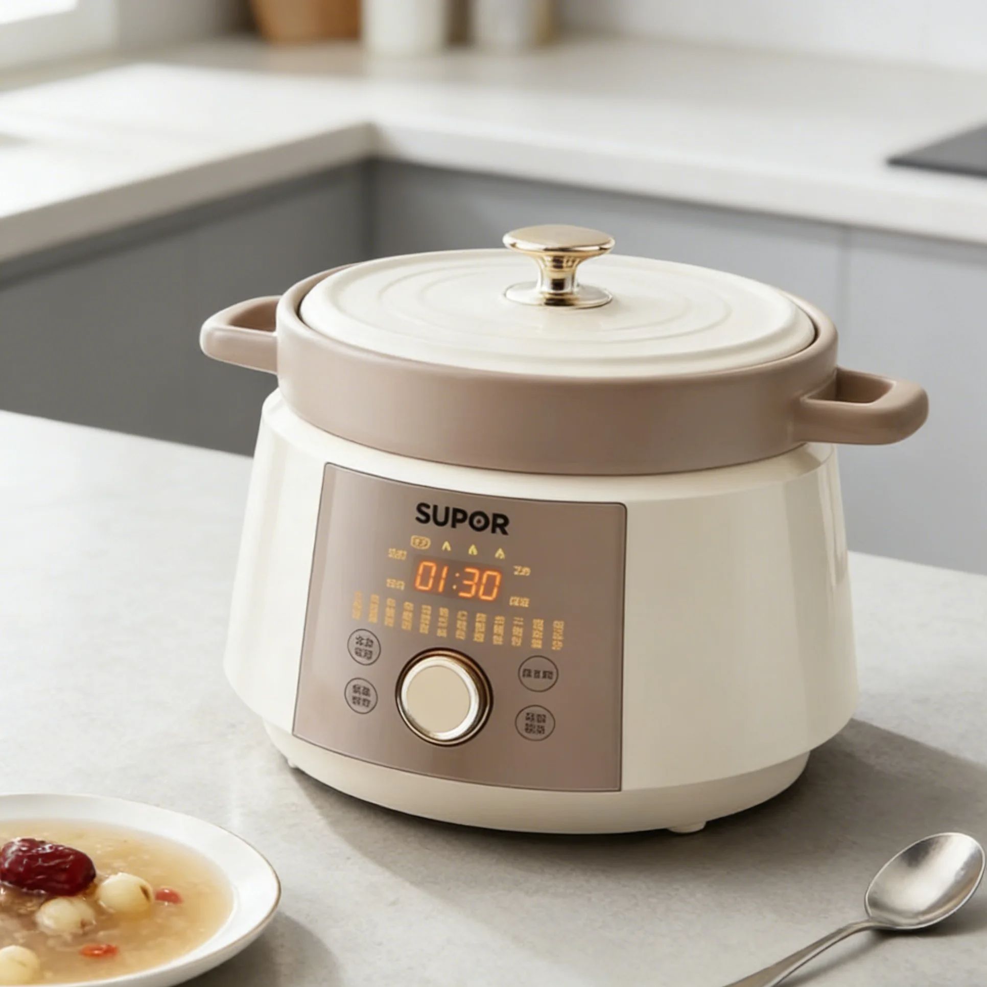 4L セラミック家庭用電気スロークッカー多機能スープポットお - Slow Cooker Ceramic のレビューと価格